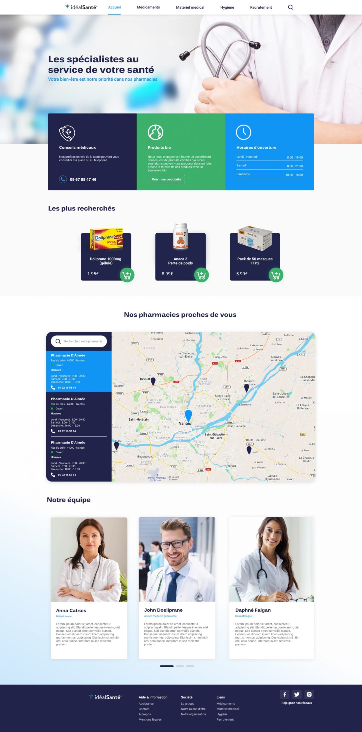 Page home pour une pharmacie